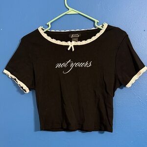 Chic Black Crop Top with White Lace